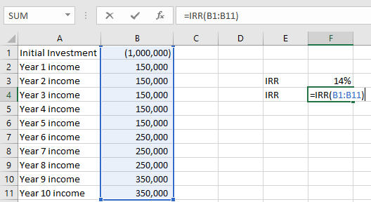 Irr Function Formula Examples How To Use Irr In Excel 