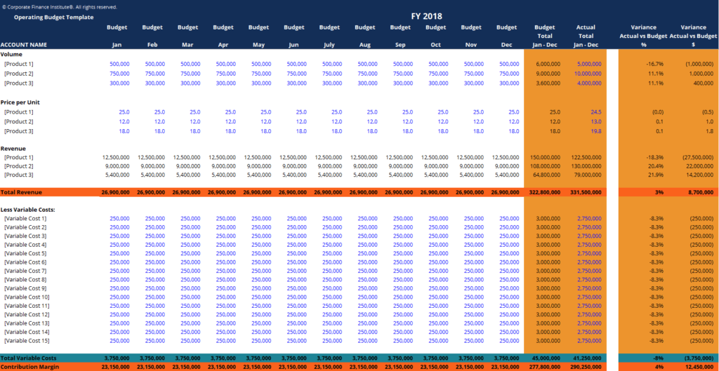 Sample Company Budget Spreadsheet