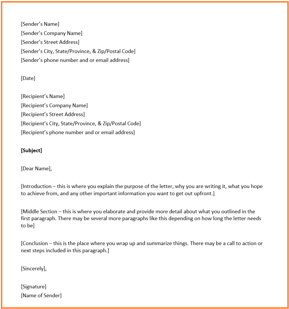 Business Letter Format Overview Structure And Example