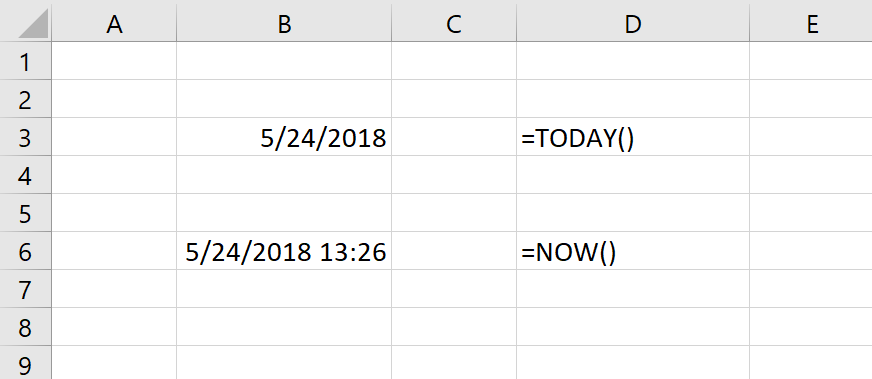 insert current date in excel sheet