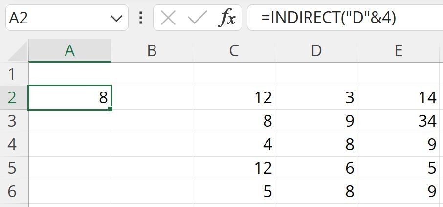 Excel INDIRECT Function Formula Example How to Use INDIRECT