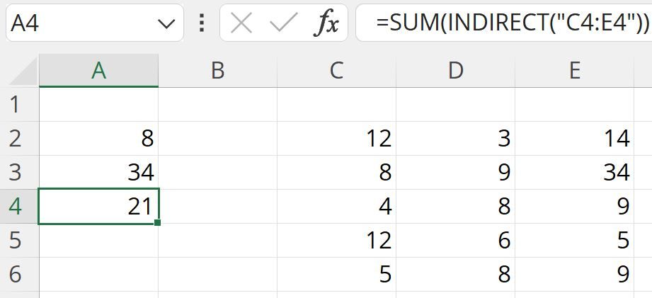 Excel INDIRECT Function Formula Example How to Use INDIRECT