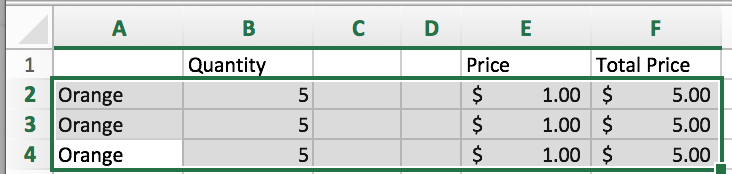excel shortcut key example 5