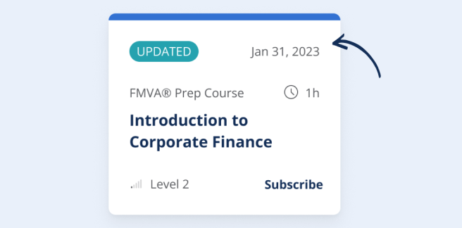 Screenshot: new courses: date published/updated