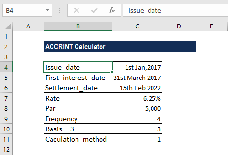 ACCRINT Function - Example 2