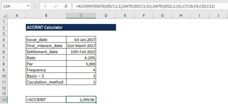 ACCRINT Function - Example 2b