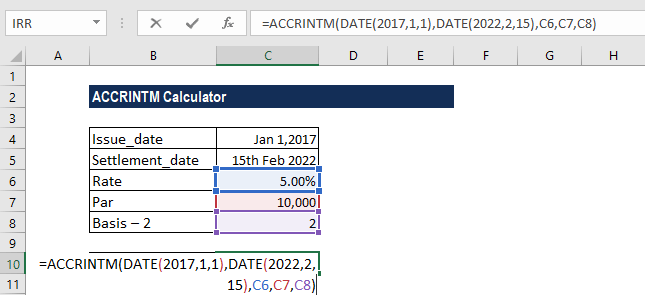 ACCRINTM Function - Example 2a