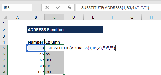 ADDRESS Function - Example 1