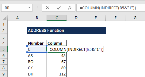 ADDRESS Function - Example 2a