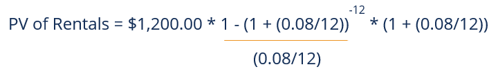 PV of Rentals - Sample Calculation