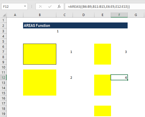 AREAS Function in Excel - the # of Areas that are Referenced