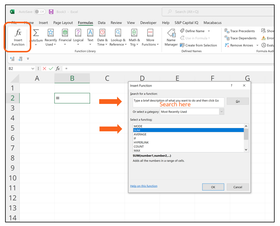 Ejemplo de cómo utilizar la opción Insertar Función en Excel