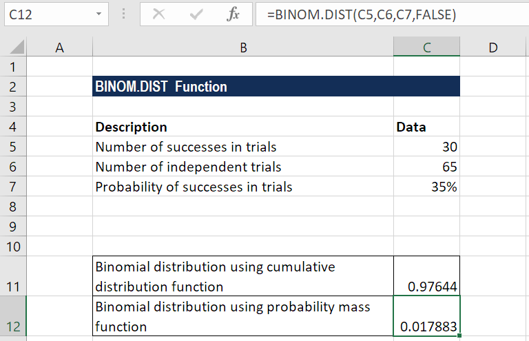 BINOM.DIST - Example 1d