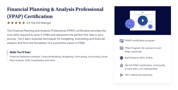 CFI Certifications and Specializations - Financial Planning & Analysis Professional (FPAP) Certification