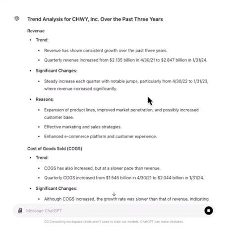 Chain-of-Thought (CoT) Prompting in AI-Powered Financial Analysis - Trend Analysis