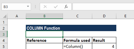 COLUMN Function - Example 1