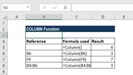 COLUMN Function - Example 1a