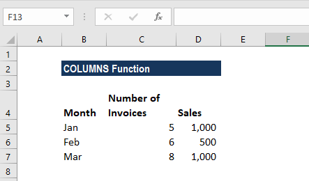 COLUMNS Function - Example 3a