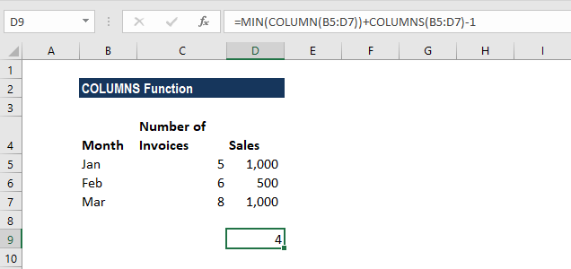 COLUMNS Function - Example 3b