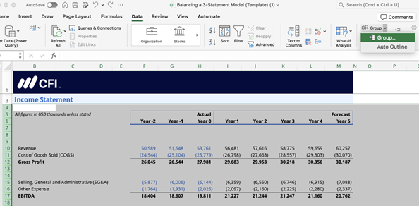 Use Grouping Instead of Hiding Rows and Columns