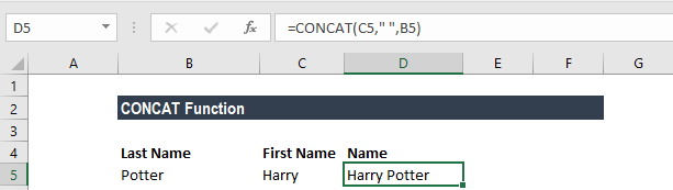 CONCAT Function - Example 1b