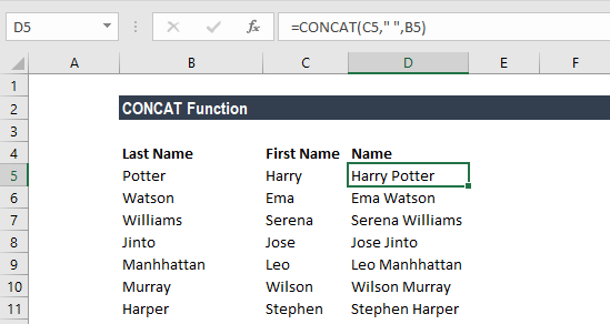 CONCAT Function - Example 1c