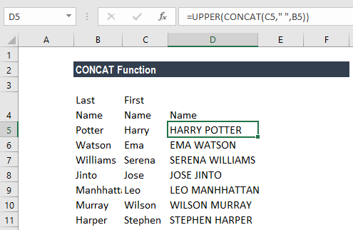 CONCAT Function - Example 2a