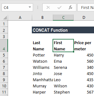 CONCAT Function - Example 3