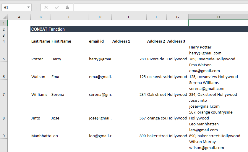 CONCAT Function - Example 4b