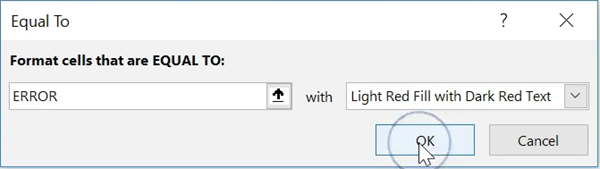 Conditional Formatting - Error