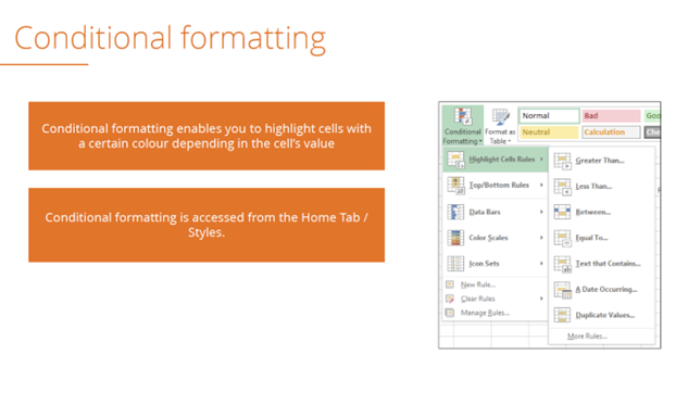 Conditional Formatting in Cash Flow Models