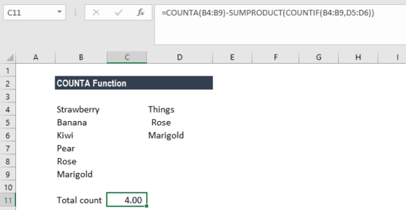 COUNTA Function - Formula, Example, Use, Sample