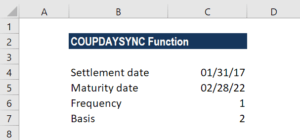 COUPDAYSNC Function - Example 2