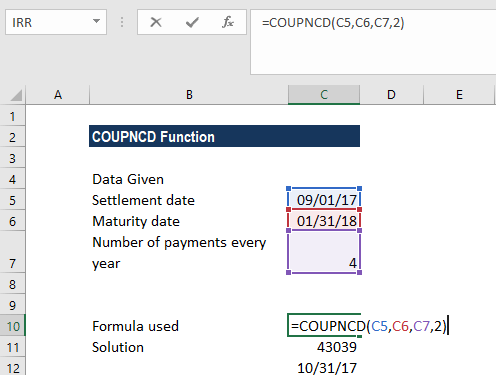 COUPDNCD Function - Example 1