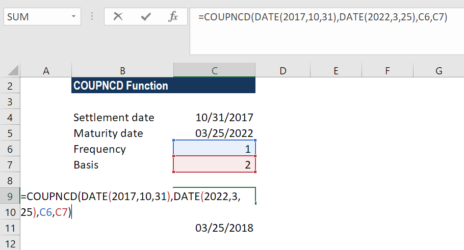 COUPDNCD Function - Example 2a