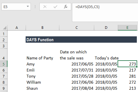 DAYS Function - Formula, Examples, How to Use DAYS in Excel