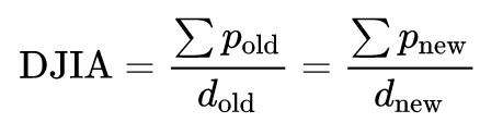 Dow Divisor - Modified Formula