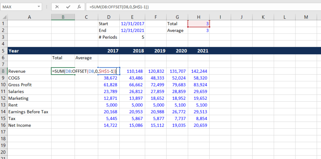 Dynamic Dates, Sum, Average and Scenarios - Step by Step Guide