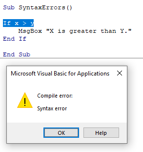 visual basic for applications syntax