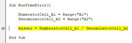 Runtime Errors - Example 1a