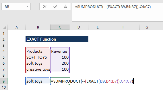 EXACT Function - Explain, How to Use, Formula, Sample