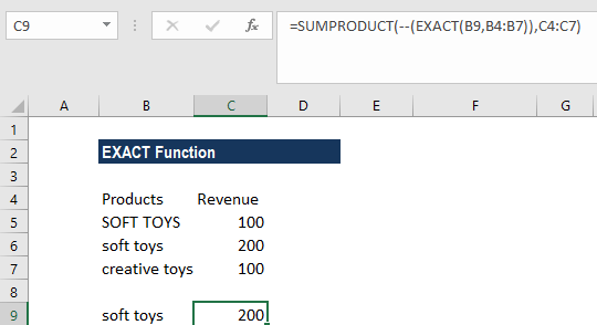 EXACT Function - Explain, How to Use, Formula, Sample