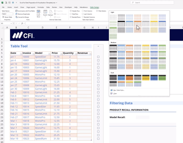 Excel Functions for Data Preparation - Table Tool