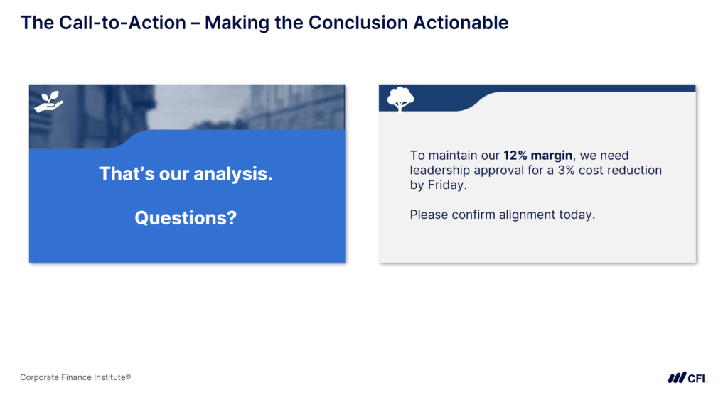 Financial Presentation Structure - The Call-to-Action