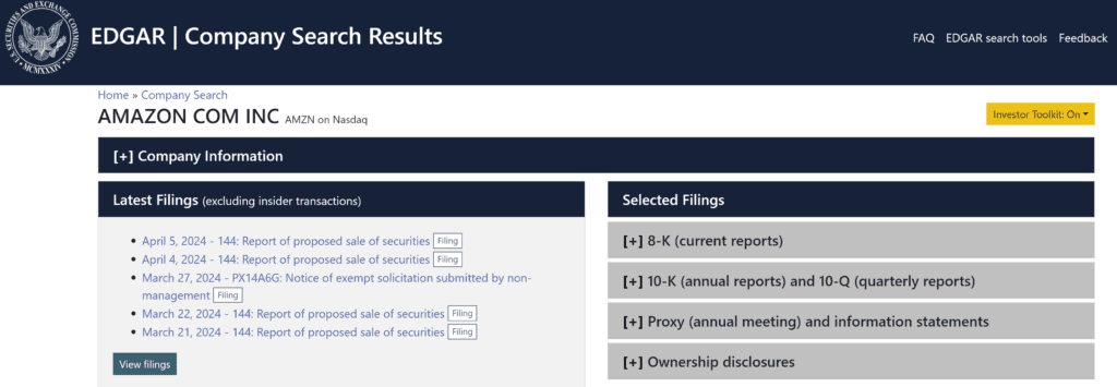 SEC EDGAR Search Results