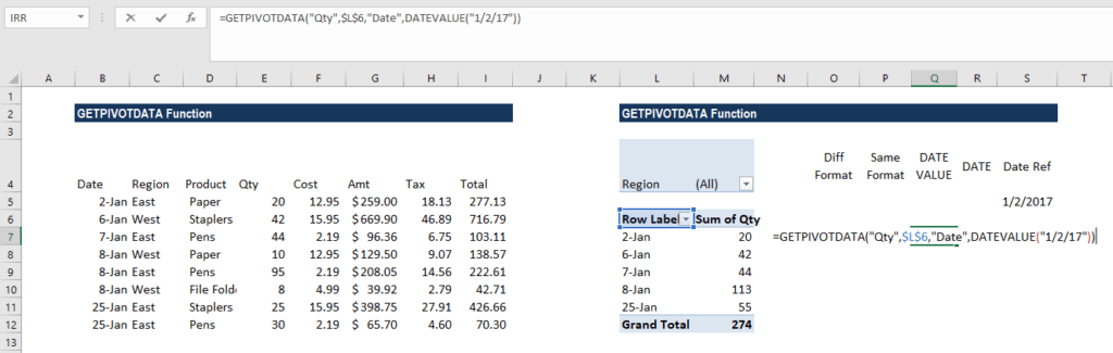 GETPIVOTDATA Function - Example 23