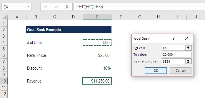 goal seek on excel for mac