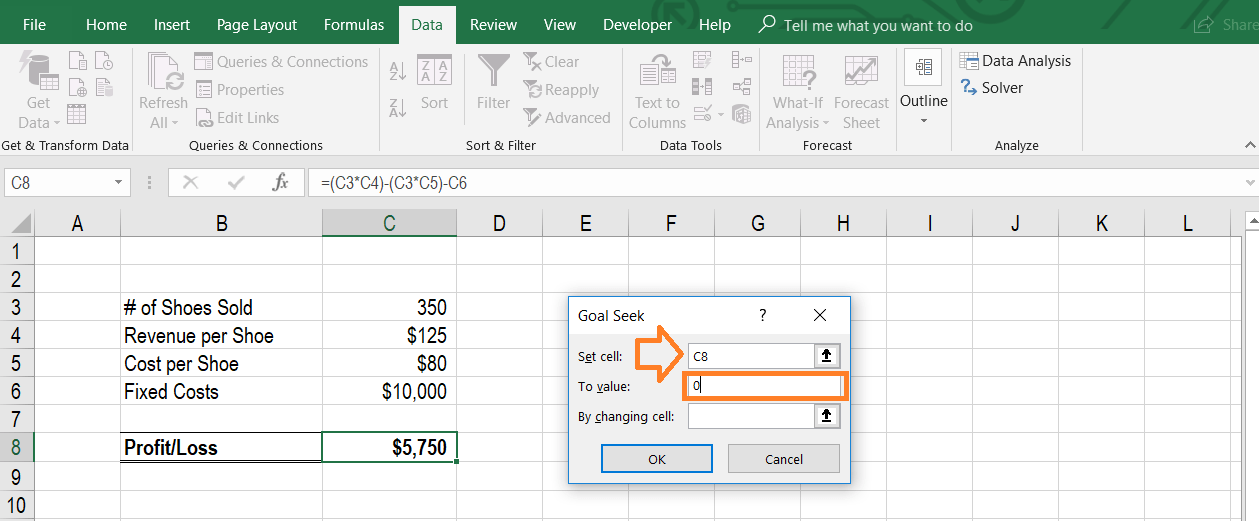 Goal Seek Excel - Step 3