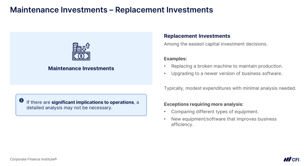 Maintenance Investments - Replacement Investments