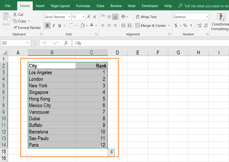 Alphabetize in Excel - Filter Step 1